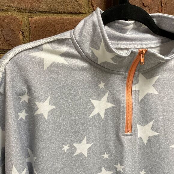Gray & White Star 3/4 Zip Sweatshirt Size Small NWOT - Picture 3 of 4